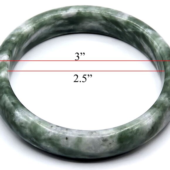 Jade Bangles Chinese Style Green Natural Stone Jade Bangle Bracelets Stone Jewel - Picture 3 of 5